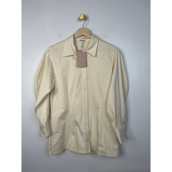 Alexis Brooks Blouson Sleeve Structured Collar Top Women's Ivory Size: M NWT - Picture 2 of 8